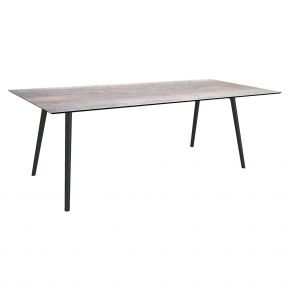 Stern Tisch 220x100cm Interno Rundrohr konisch Alum. schwarz matt/Tischpl. Silverstar 2.0 Smoky