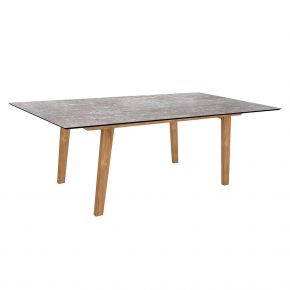 Stern Tisch INTERNO Rechteckrohr 180x100x73,5 cm Teakholz mit Tischplatte Silverstar 2.0 Metallic grau