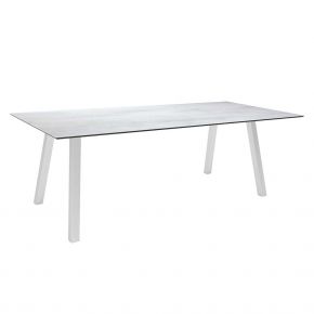 Stern Tisch INTERNO Vierkantrohr 220x100x75 cm Edelstahl mit Tischplatte Silverstar 2.0 Zement hell